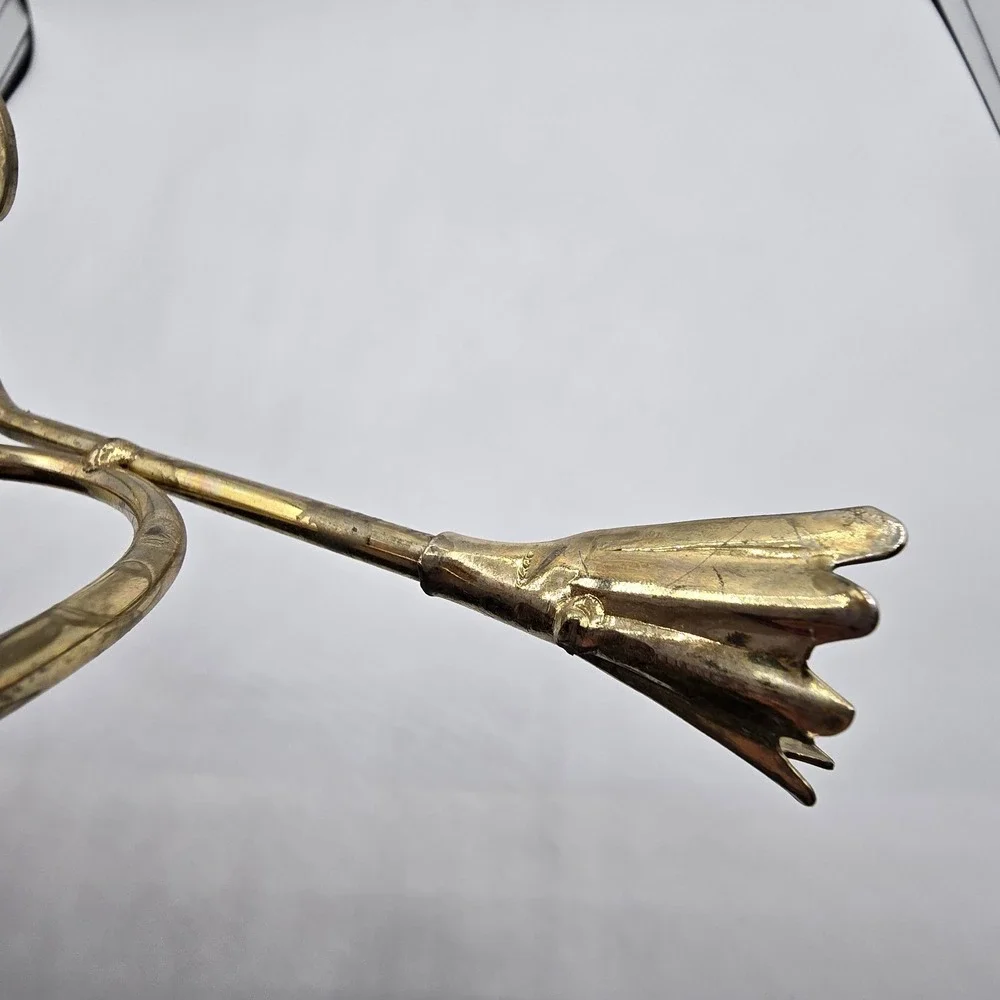 Vintage Brass Wall Shelf Twisted Metal Hollywood Regency tassels MISSING GLASS!